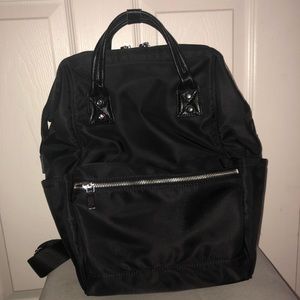 Stylish black nylon backpack